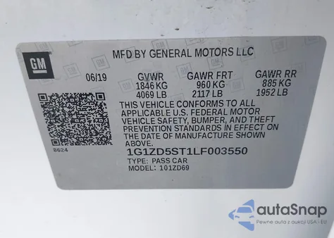 2020 Chevrolet Malibu Fwd Lt from USA, damaged, VIN 1G1ZD5ST1LF003550